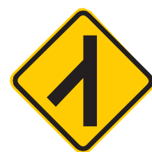 Placa A-13a, Confluência à esquerda