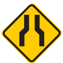 Placa A-21a, Estreitamento de pista ao centro
