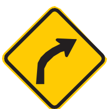 Placa A-2b, Curva à direita