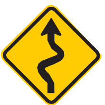 Placa A-3a, Pista sinuosa à esquerda