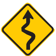 Placa A-3b, Pista sinuosa à direita